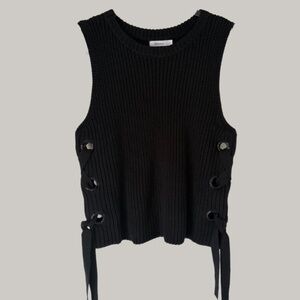 NWT! Reitmans Knit Vest | Size Small | Black with Side Tie-Ups